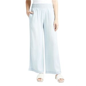 Anthropologie Cloth & Stone Light Blue Smocked Waist Wide-Leg Tencel Pant